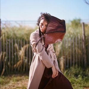 Max Mara leather crocodile print bag